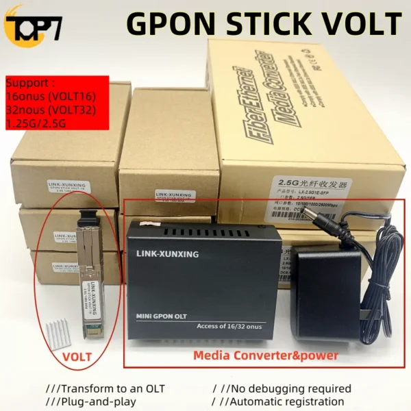 MINI GPON OLT stick VOLT SFP+Module support16/32onu 1.25G/2.5G OLT optical moduleplug-and-play One module OLT SFP optical module