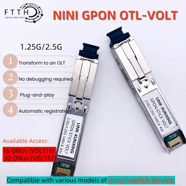 MINI GPON OLT stick VOLT Module SFP1.25G/2.5G OLT optical moduleplug-and-play One module OLT SFP optical module support16/32onus